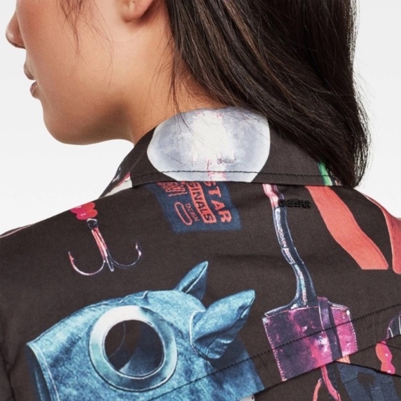 G-Star RAW Rovic Field Jacket Allover Printed Sustainability Artsy Novelty - Picture 6 of 16